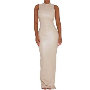 Liquid Faux Suede Maxi Dress